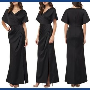 NEW‎ JS Collection Faux Wrap Satin A-Line Gown 4